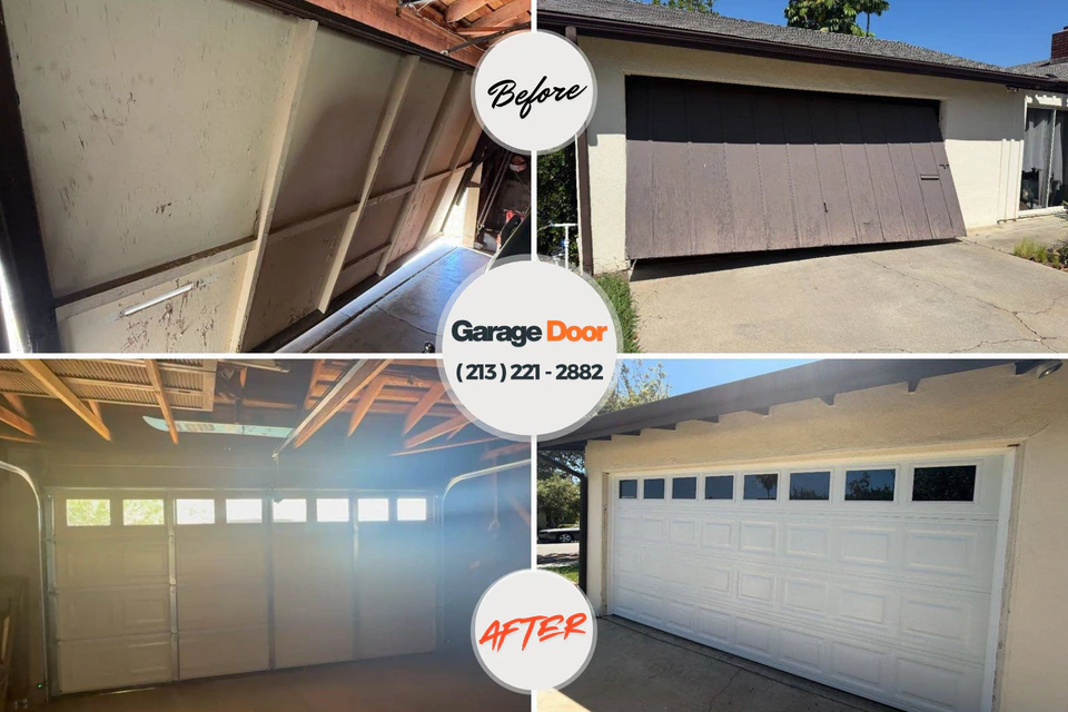 Before and after: garage door repair Maple Glen, PA